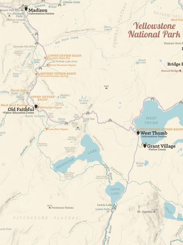 Yellowstone National Park Map 18x24 Poster - Best Maps Ever