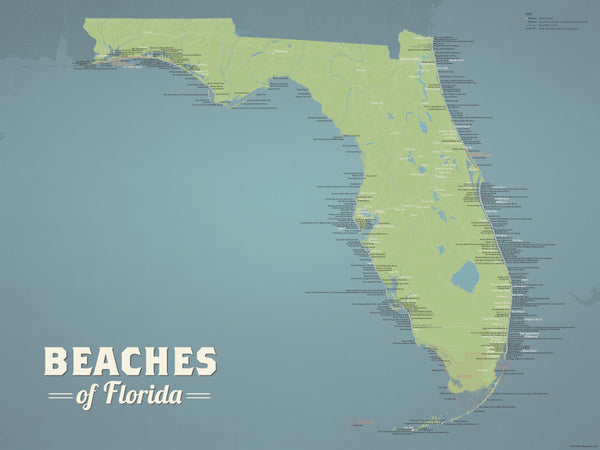Florida Beaches Map 18x24 Poster Best Maps Ever 9142