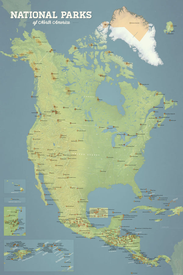 North America National Parks Map 24x36 Poster - Best Maps Ever