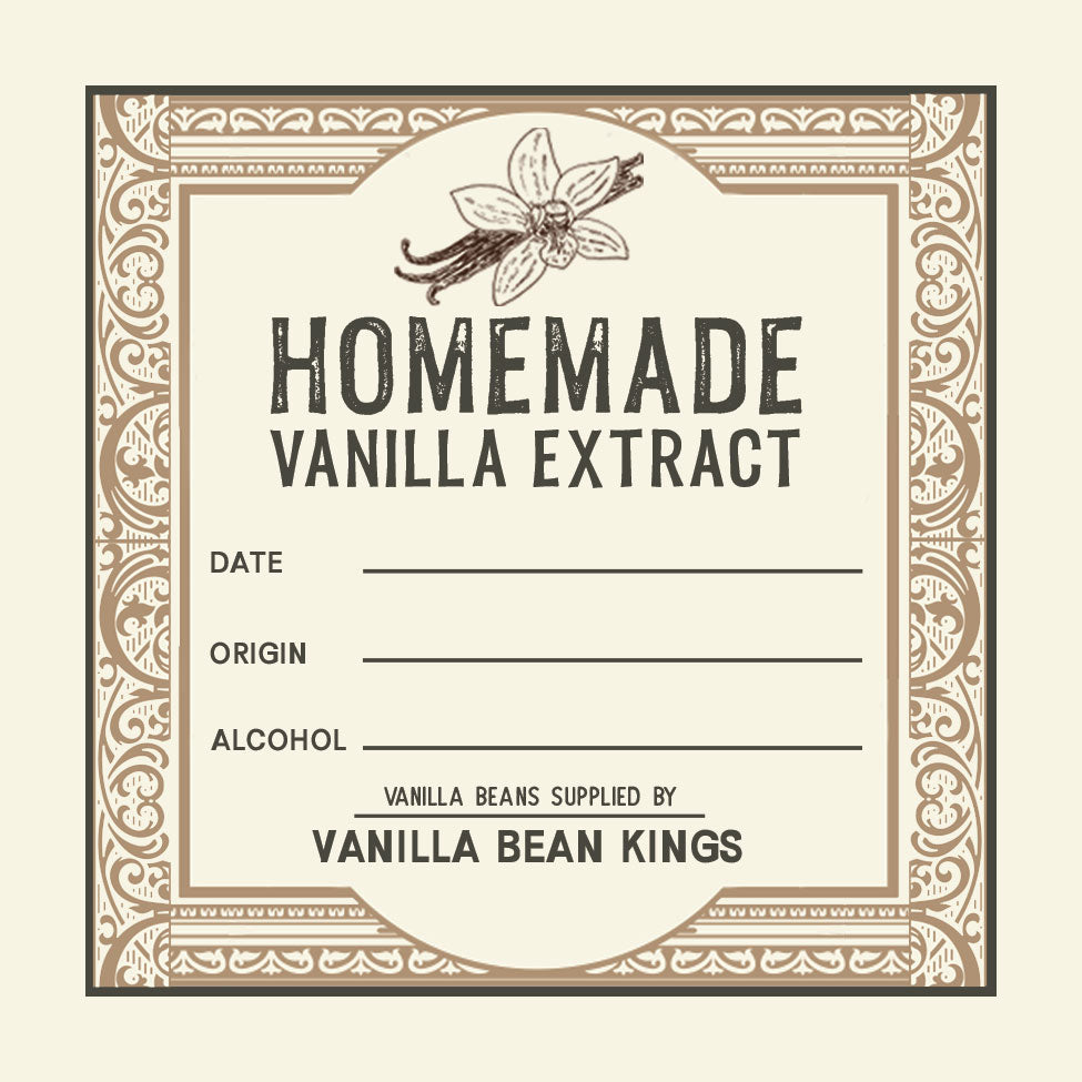 Homemade Vanilla Extract Label Choose Your Size Vanilla Bean Kings