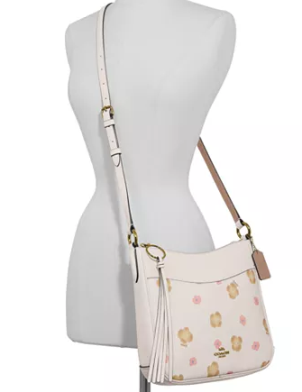 coach chaise pansy print leather crossbody