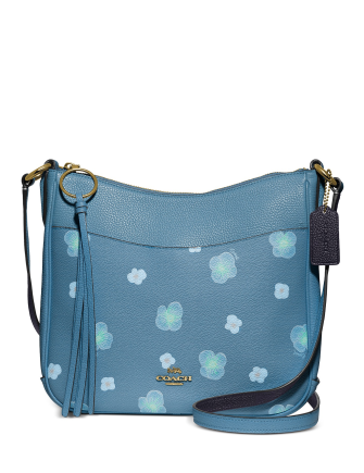 coach chaise pansy print leather crossbody