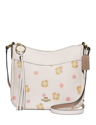 coach chaise pansy print leather crossbody