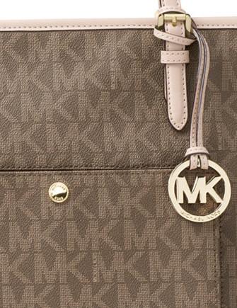 michael michael kors signature jet set item large top zip snap pocket tote