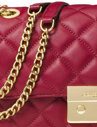 michael kors red bag with gold chain