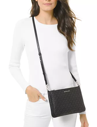 michael michael kors pebble leather double pouch crossbody