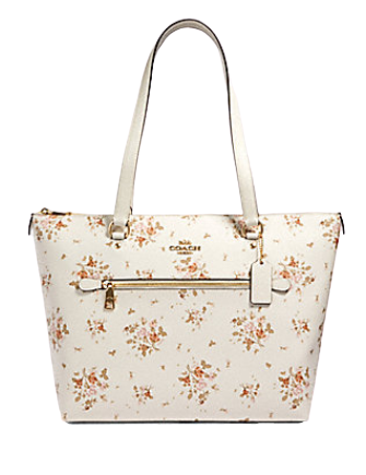 gallery tote with rose bouquet print