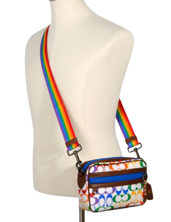 graham crossbody in rainbow signature canvas