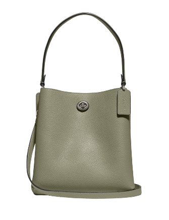 coach polished pebble leather charlie bucket 21