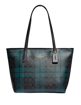 coach zip top tote in signature canvas