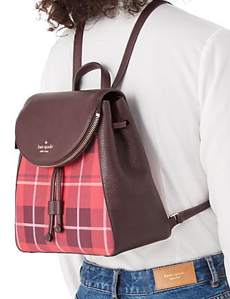 leila plaid medium flap backpack