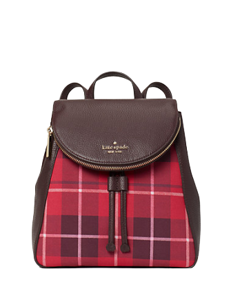 leila plaid medium flap backpack