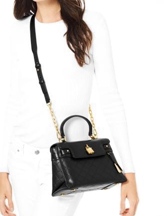 michael michael kors gramercy chain embossed leather satchel