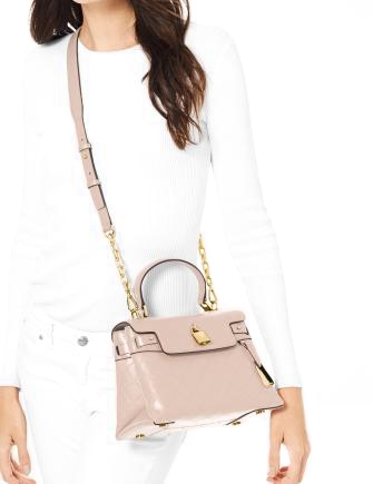 michael kors gramercy chain embossed leather satchel