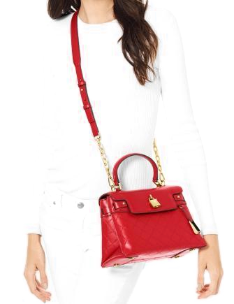 michael kors gramercy chain embossed leather satchel