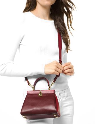 michael michael kors gramercy polished leather satchel