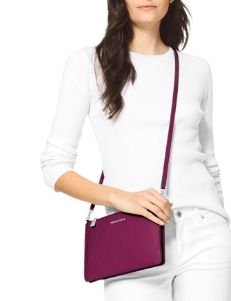 pebble leather double pouch crossbody