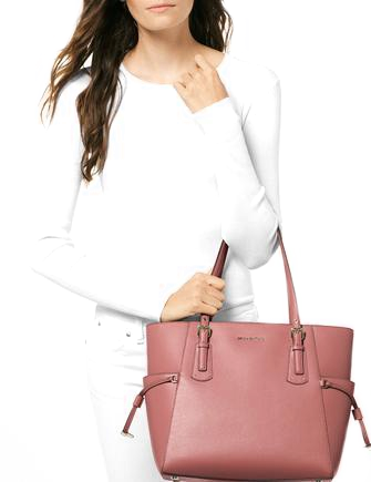 voyager east west leather tote