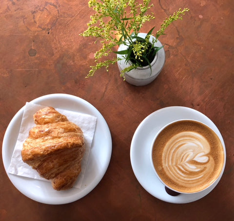 chocolate croissant and cafe latte