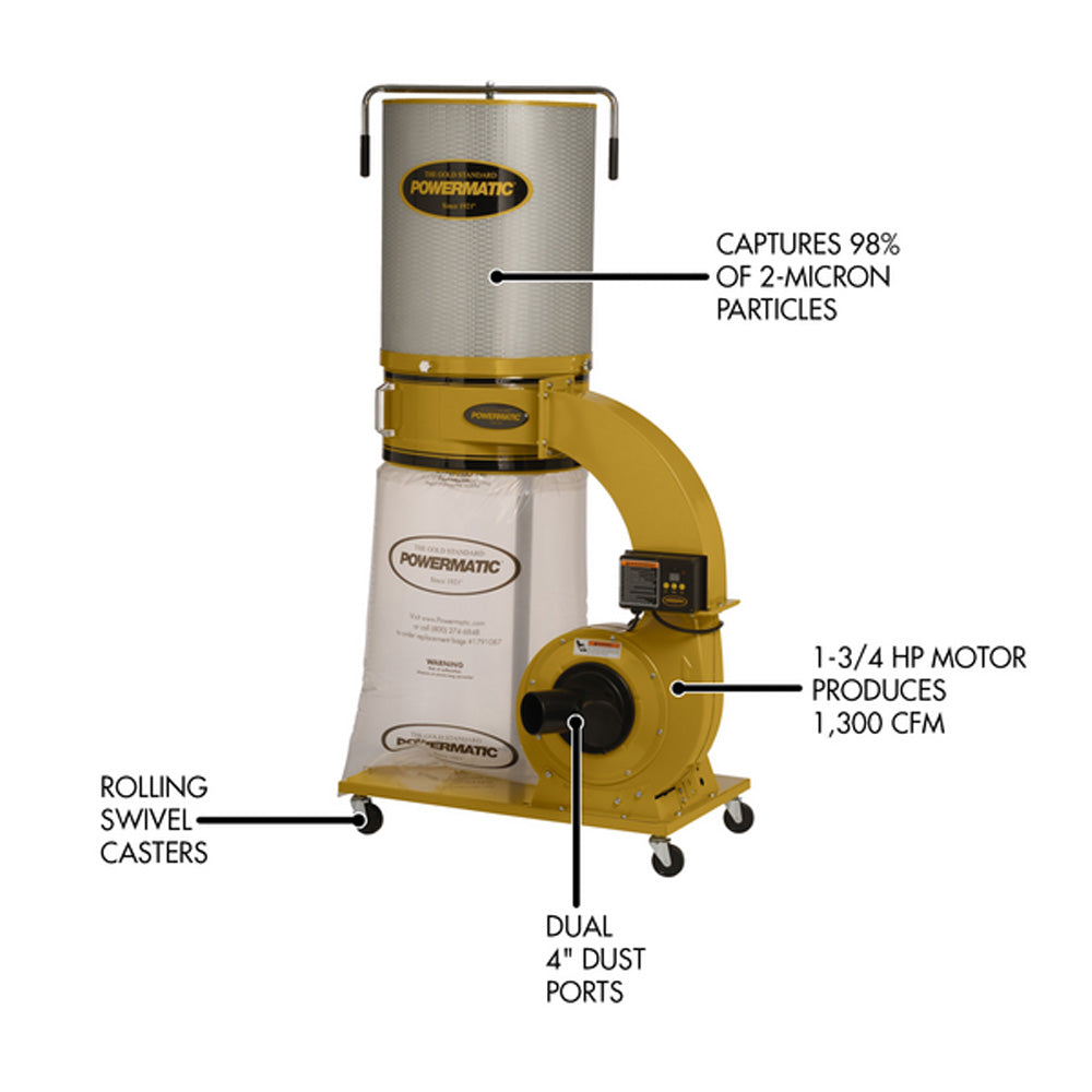 Powermatic Pm1300tx Ck Dust Collector With 2 Micron Filter Kit Oaktree Supply 