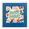 James Ellis Blue and Orange Flowers Birthday Card with Paper Confetti -
