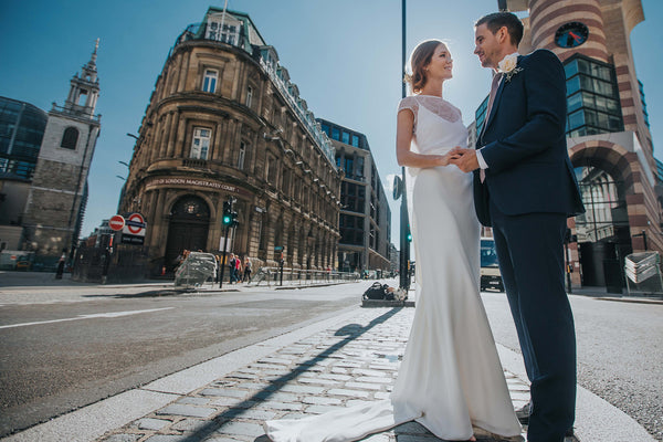 Sabina Motasem minimalist wedding dress