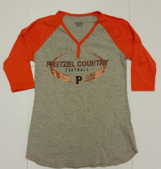 Pretzel Country Football Glitter Quarter Sleeve Ladies Shirts