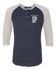 Pretzels Leftchest on Adult 3/4" sleeve Raglan Henley Shirt-1989