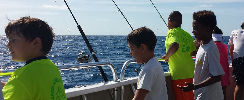 kids getting ready to fish - shark zen fishing trip