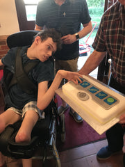 Sam, one of our dear clients in England who loves his ProxTalker so much, his mum had a ProxTalker cake made for him!