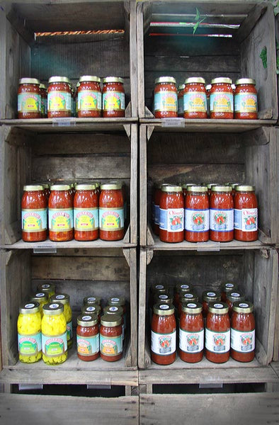 shelves of sauces at Taylors Farm Market