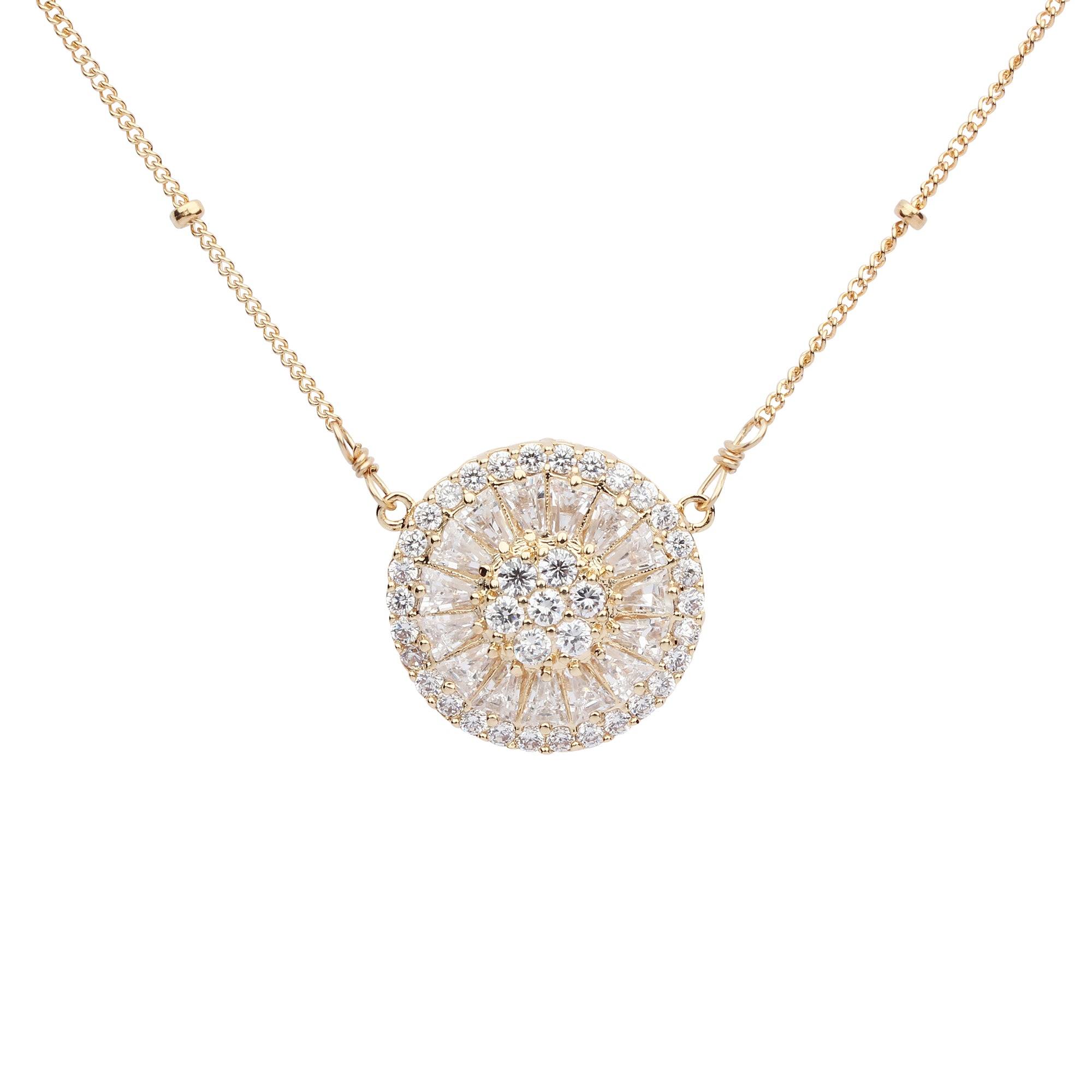 Large Pave CZ Disc Necklace