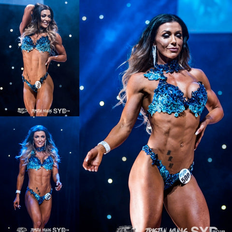 Blue WBFF Couture Competition Bikini