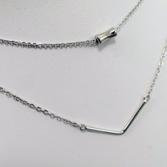 Stunning classic 3 layer consolidated necklace multilayer with v pendant and real crystal cz pendant