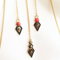 Indian inspired body chain with stones and antique metal detail (GOLD)