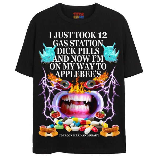 $13 GAS STATION DICKPILLS T-Shirts DTG Small BLACK 