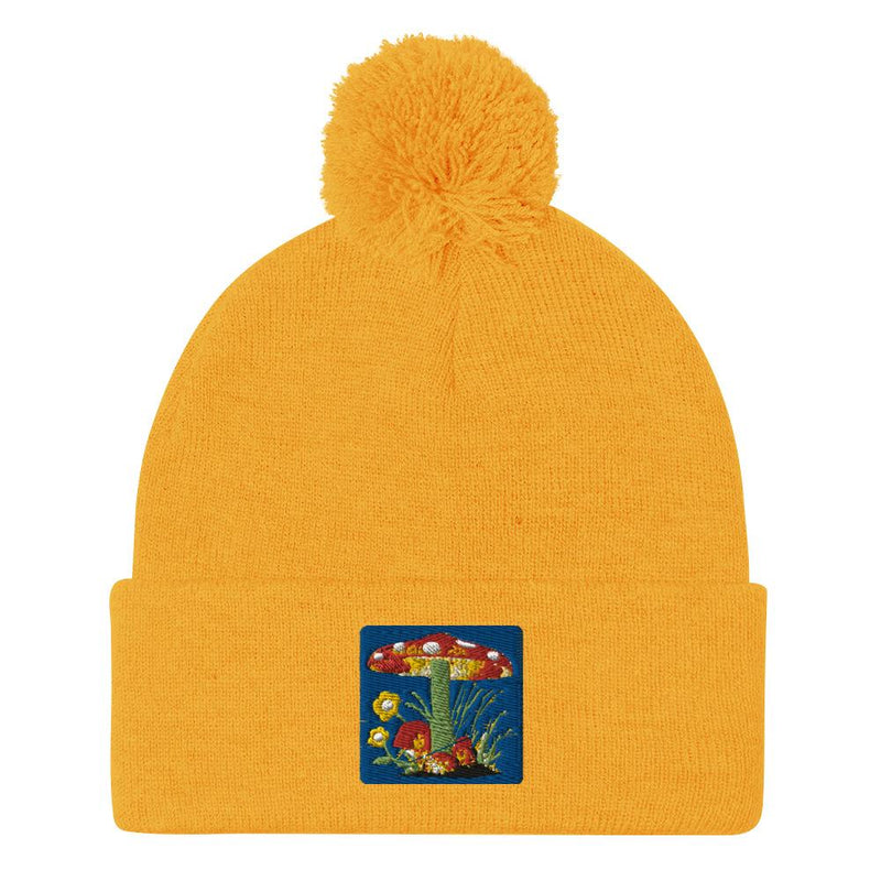 MUSHROOM BEANIE itserviceconsult Clothing - STAY WEIRD Gold 