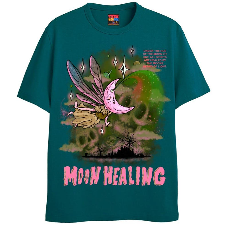 MOON HEALING T-Shirts DTG Small Blue 