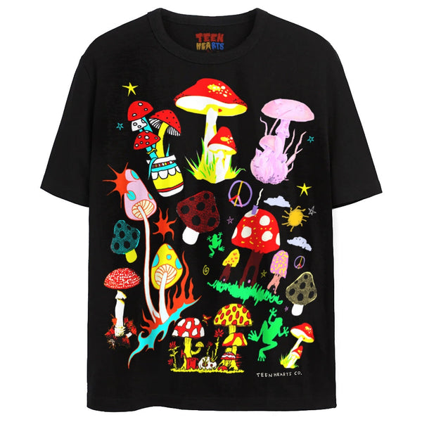 MUSHROOM MASHUP T-Shirts DTG Small Black 