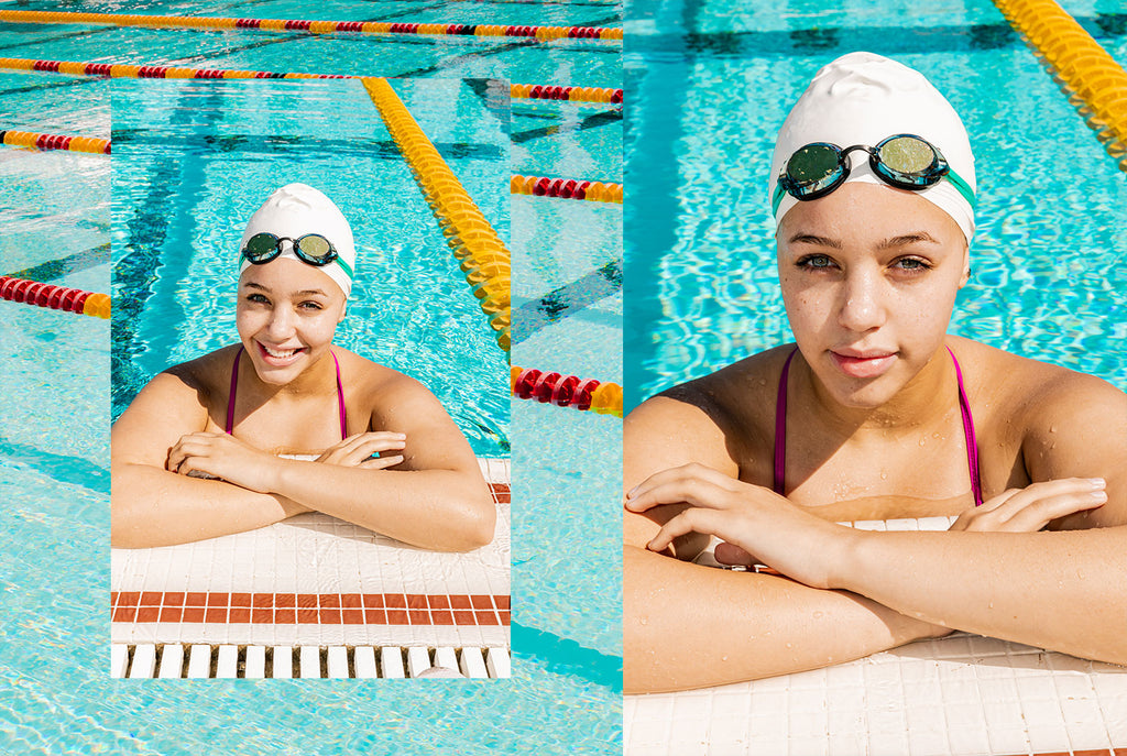 competitive swimmer Breckynn Willis, in the pool, two images