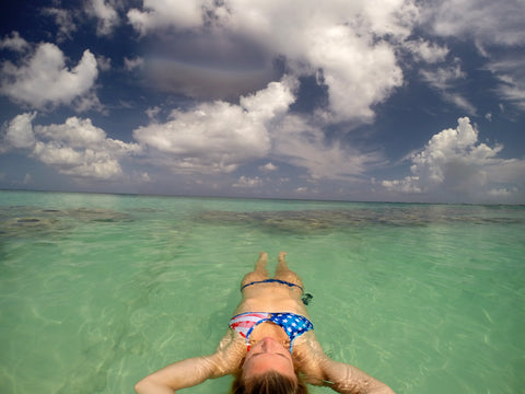 woman wearing a JOLYN bikini in the ocean