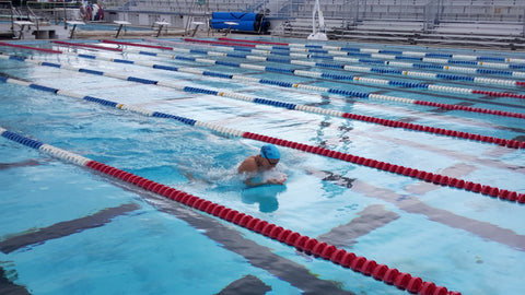 Liz Roberts woman swimming laps in a swimming pool