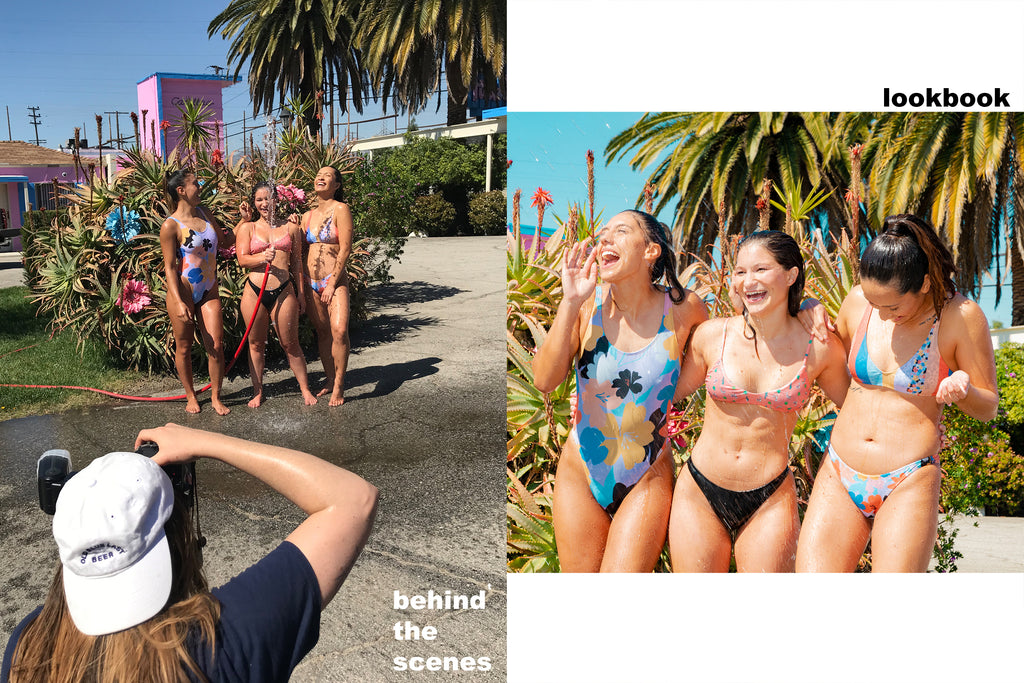 women wearing JOLYN one piece and bikini swimsuits