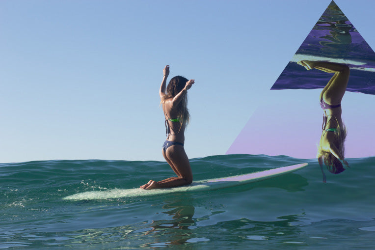 surfer girl & JOLYN model, Eryn Krouse on a paddle board