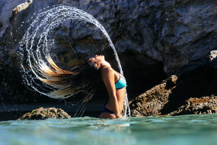 surfer girl & JOLYN model, Eryn Krouse in the water