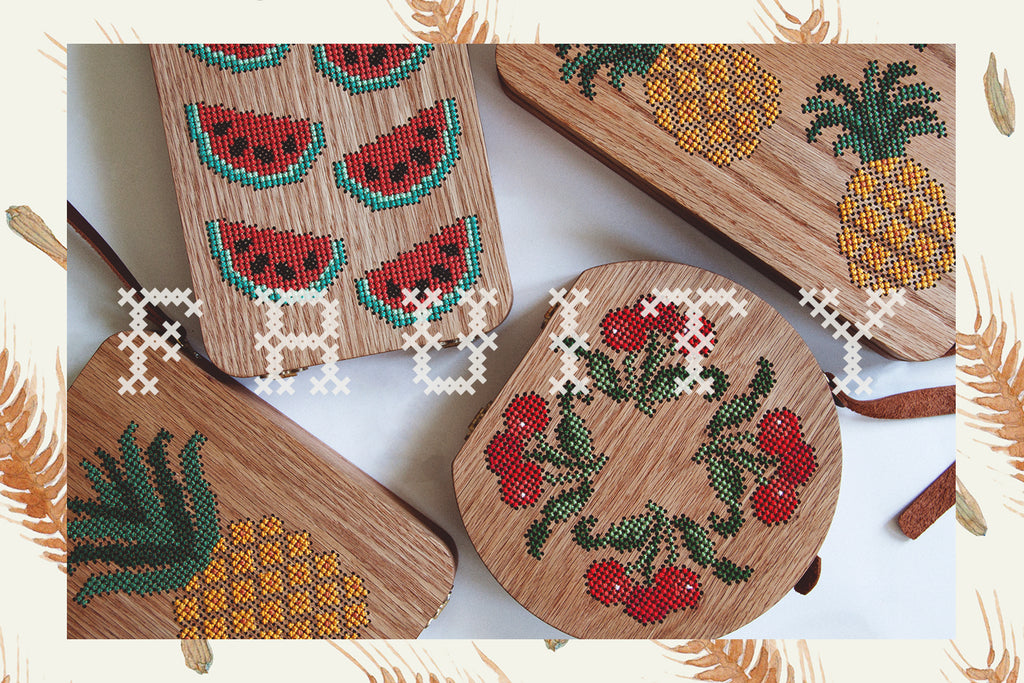 Fruit Stitched Wood Backpack by Grav Grav