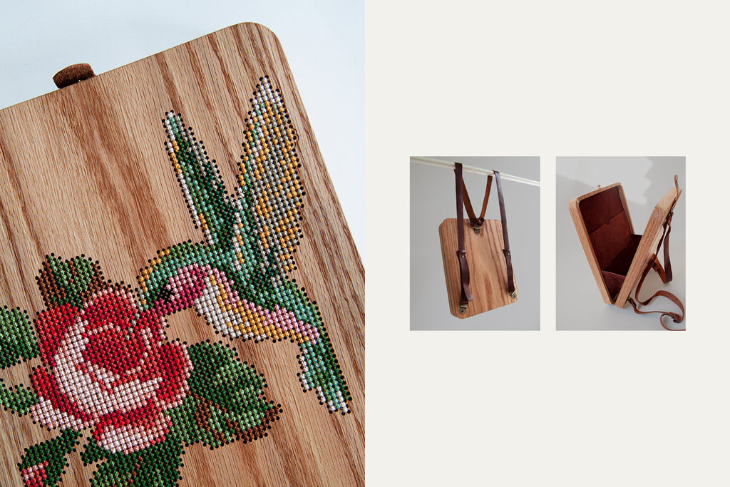 Rose and Bird Wood Backpack by Grav Grav