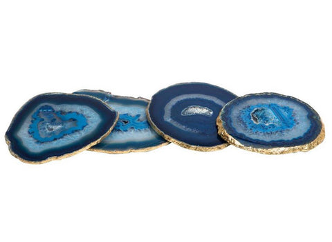 Agate Coasters Blue Gold Rim