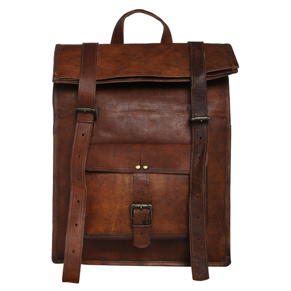 LIUFENGLONG Backpack Genuine Leather Mens Business Backpack with Backpack Flap LIUFENGLONG 
