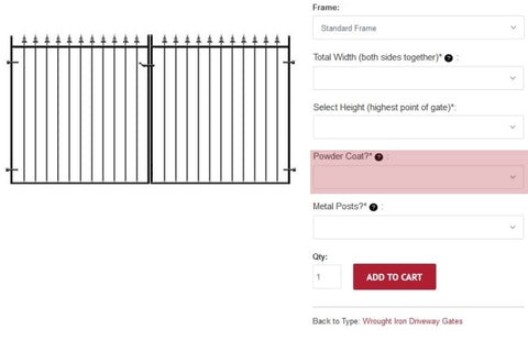 Powder coating metal gates and railings